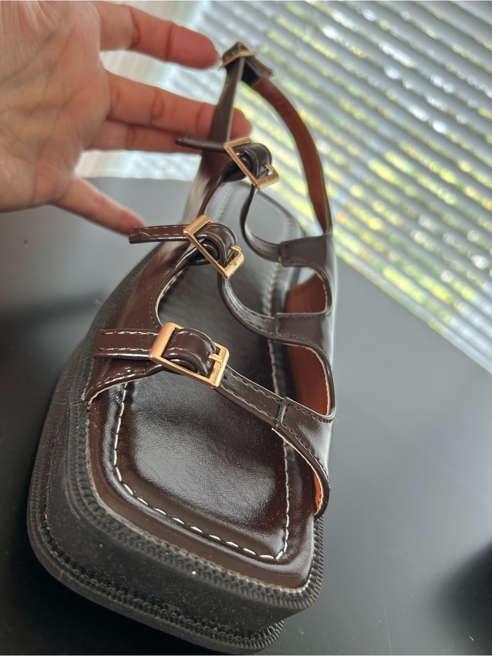 Chunky Brown Platform Slingback Sandals for Women - Picture 4 of 4
